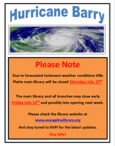 Possible Closing Due to Hurricane Barry